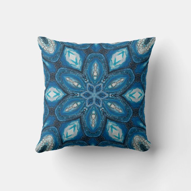 Almofada Travesseiro Decorativo Caleidoscópio Azul (Verso)