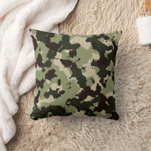 Almofada Travesseiro Decorativo Camuflagem Verde Preto