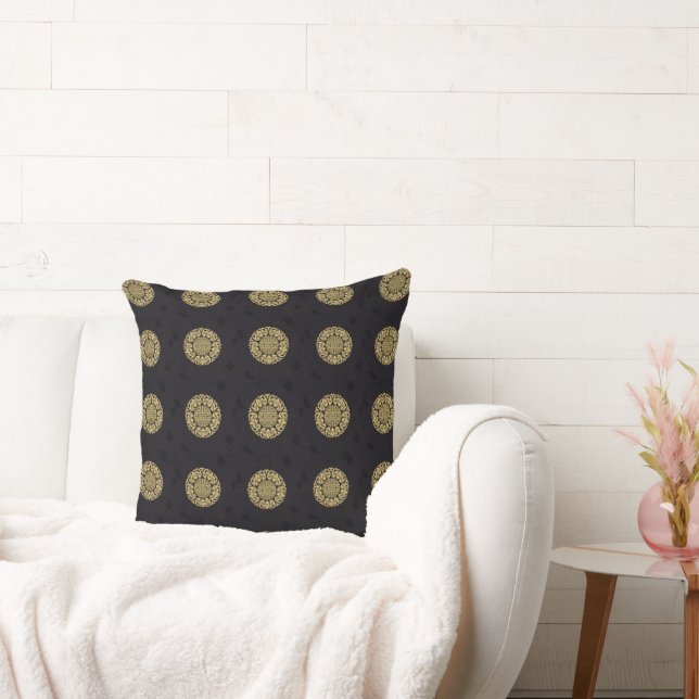 Almofada Travesseiro decorativo castanho Dourado das Brocad (Sofá)