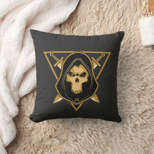 Almofada Travesseiro Decorativo Caveira com Capuz Escuro