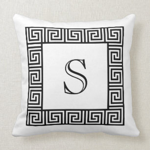 Almofada Travesseiro decorativo chave grego preto & branco