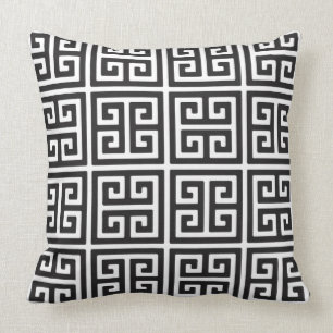 Almofada Travesseiro decorativo chave grego preto e branco