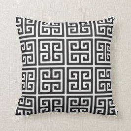 Almofada Travesseiro decorativo chave grego preto e branco