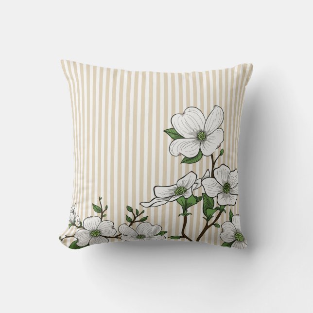 Almofada Travesseiro decorativo Chic Dogwood Blossoms & Str (Frente)