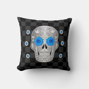 Almofada Travesseiro decorativo Chrome Calavera (Rosa azul)