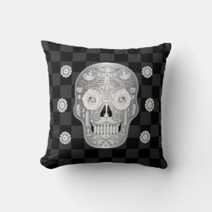 Almofada Travesseiro decorativo Chrome Calavera (Rosa Branc