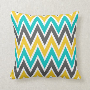 Almofada Travesseiro decorativo cinzento de Chevron do ouro
