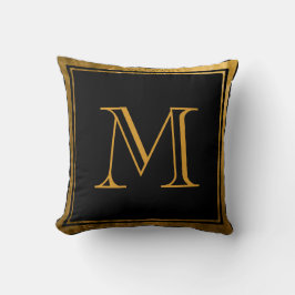 Almofada Travesseiro decorativo Clássico Preto Faux Gold Fo