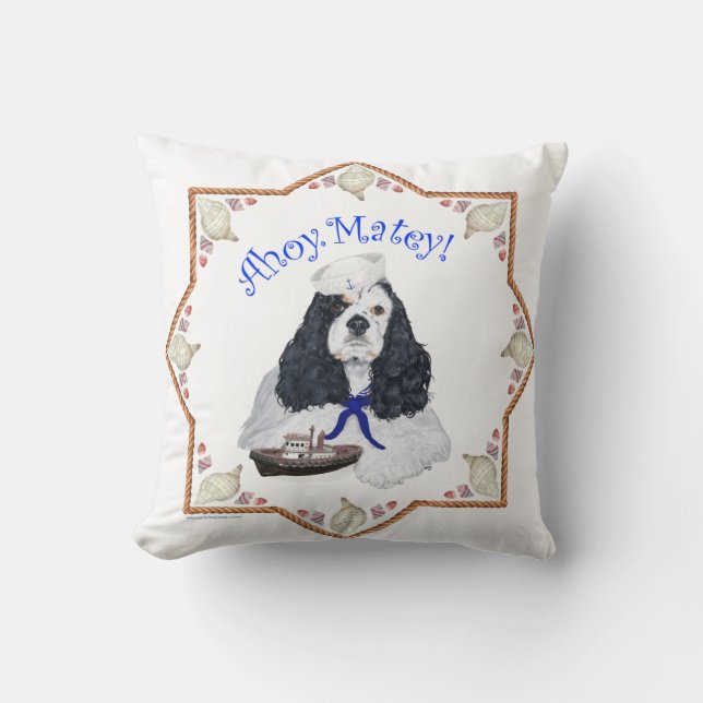 Almofada Travesseiro decorativo Cocker Spaniel Ahoy Matey (Frente)
