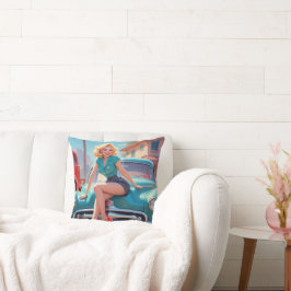 Almofada Travesseiro decorativo com a garota do Vintage Pin