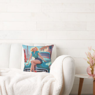 Almofada Travesseiro decorativo com a garota do Vintage Pin