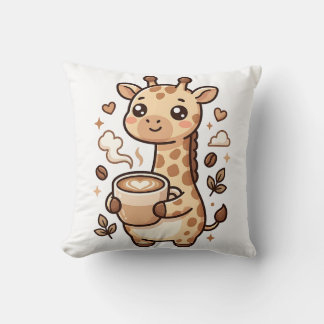 Almofada Travesseiro Decorativo com Arte de Girafa Fofa em