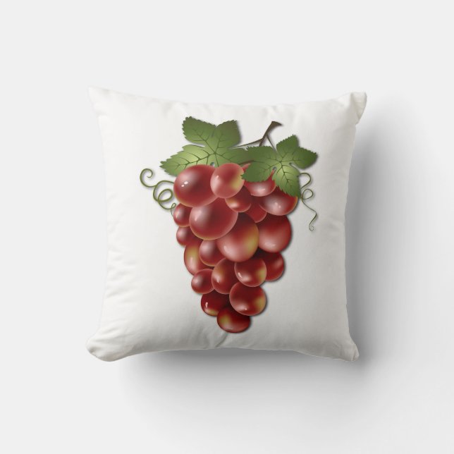 Almofada Travesseiro Decorativo com Cacho de Uvas Vermelhas (Frente)