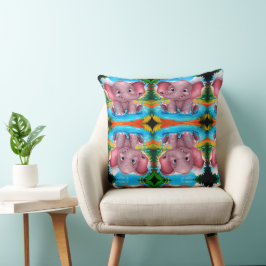 Almofada Travesseiro Decorativo com Design de Elefante Fofo