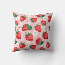 Almofada Travesseiro Decorativo com Estampa de Morango