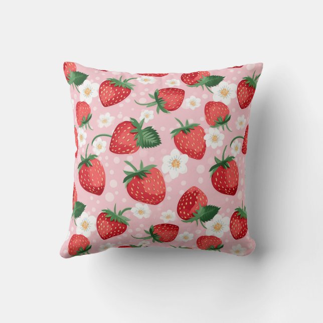 Almofada Travesseiro Decorativo com Estampa de Morango (Verso)