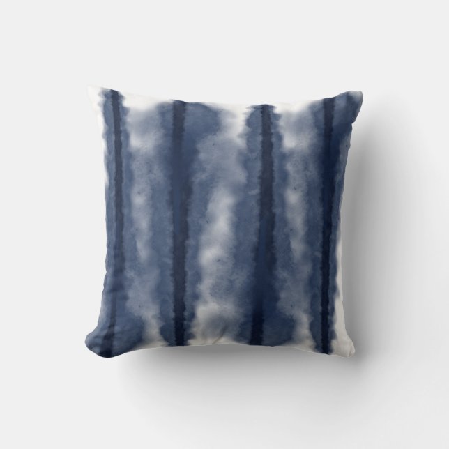 Almofada Travesseiro decorativo com estilhaço azul Shibori (Frente)