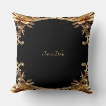 Travesseiro Decorativo com Flores Douradas