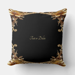Almofada Travesseiro Decorativo com Flores Douradas