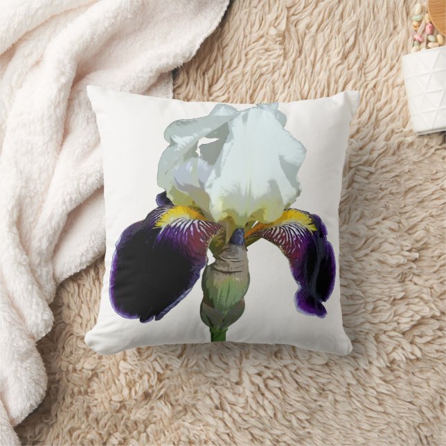 Almofada Travesseiro Decorativo com Íris Roxa e Branca (Cobertor)