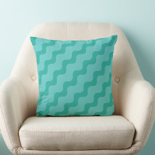 Almofada Travesseiro Decorativo com Listras Onduladas Verde