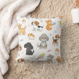 Almofada Travesseiro Decorativo com Padrão de Animais Fofos
