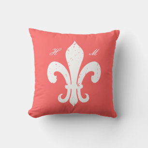 Almofada Travesseiro decorativo cor-de-rosa Fleur de lis mo