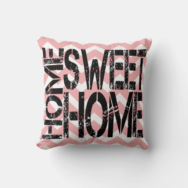 Almofada Travesseiro decorativo cor-de-rosa Home doce Home (Frente)