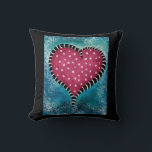 Almofada Travesseiro decorativo Coração Cor-de-rosa azul pr<br><div class="desc">Um coração branco e branco,  cor-de-rosa,  com caimento preto-de-coleira num fundo azul apimentado e turquesa com realces brancos.</div>