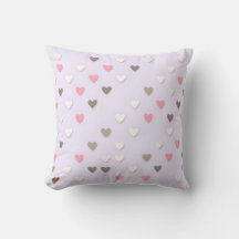 Travesseiro Decorativo Coração Pastel Rosa e Bege