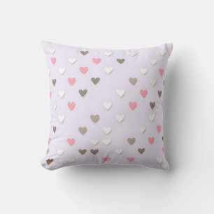 Almofada Travesseiro Decorativo Coração Pastel Rosa e Bege