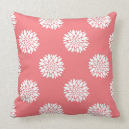 Almofada Travesseiro decorativo coral com dálias brancas