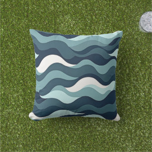 Almofada Travesseiro decorativo Costeiro Ondas do Oceano Az