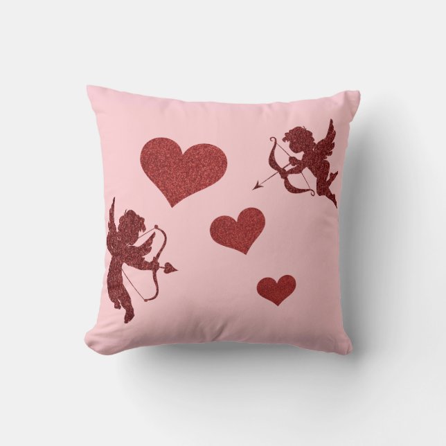 Almofada Travesseiro decorativo Cupido e Corações (Frente)