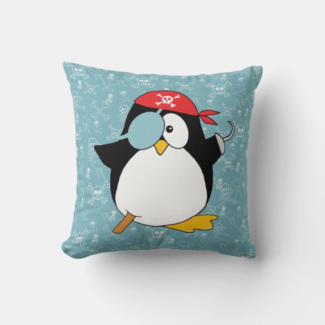 Almofada Travesseiro decorativo Cute Pirate Penguin (Frente)