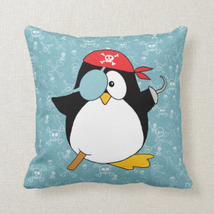Almofada Travesseiro decorativo Cute Pirate Penguin