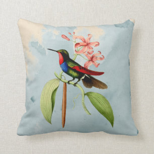 Almofada Travesseiro decorativo da aguarela do colibri da