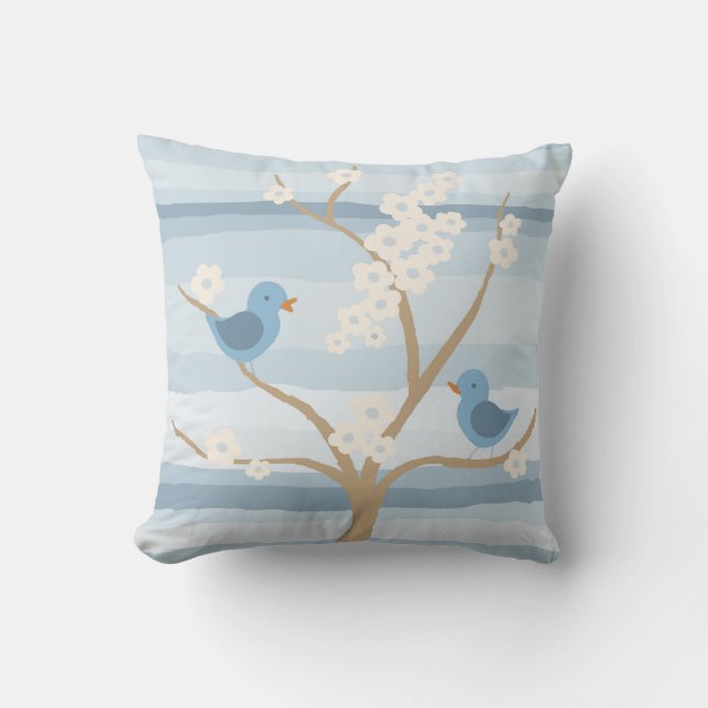 Almofada travesseiro decorativo da árvore Bluebird (Frente)