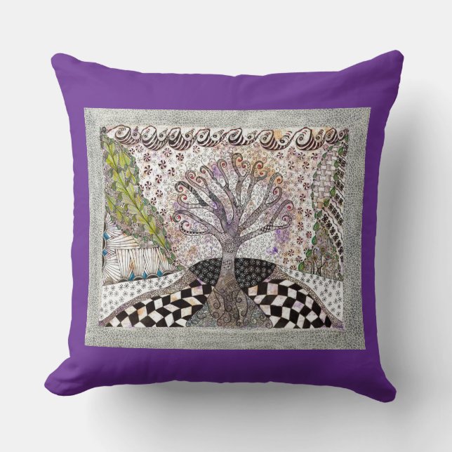 Almofada Travesseiro decorativo da árvore lavanda (Frente)