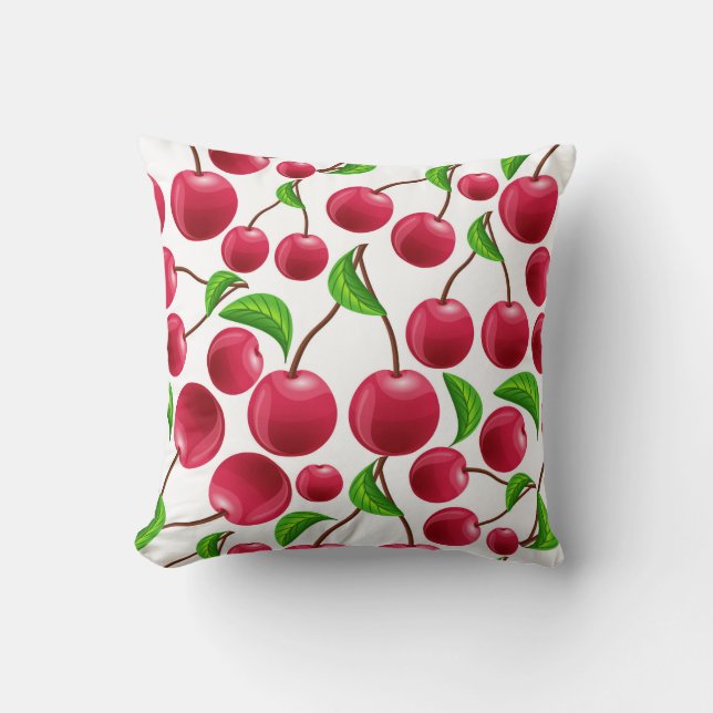 Almofada Travesseiro decorativo da Cherry Red Cherries (Frente)