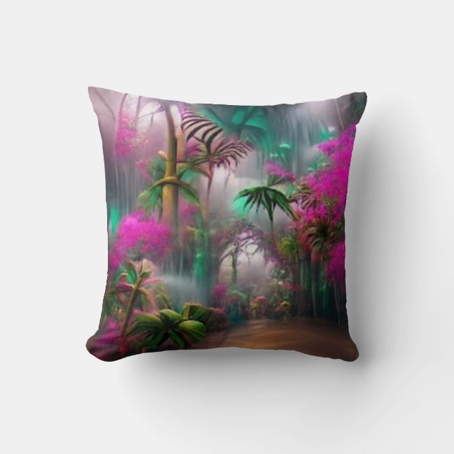 Almofada Travesseiro decorativo da Floresta Tropical (Frente)