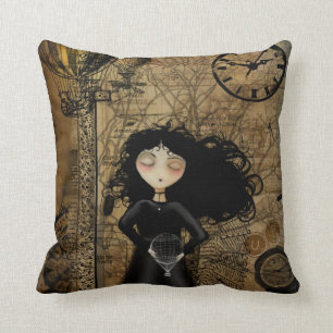 Almofada Travesseiro decorativo da menina de Steampunk