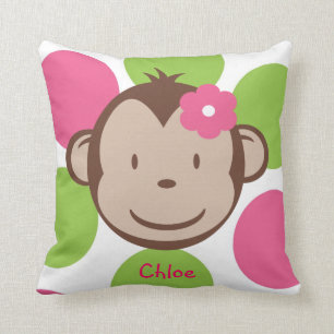 Almofada Travesseiro decorativo da menina do macaco da