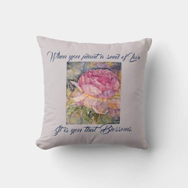 Almofada Travesseiro decorativo da poesia do amor do rosa (Frente)