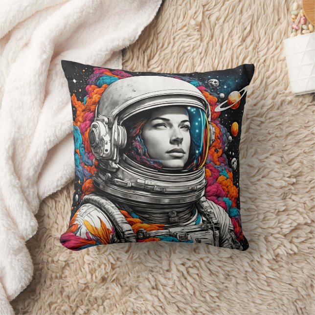 Almofada Travesseiro decorativo da Rapariga do Astronauta - (Cobertor)