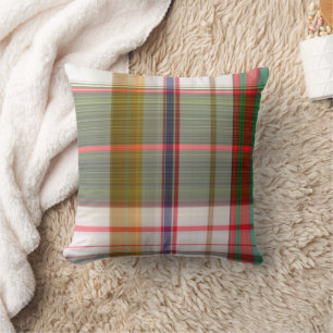 Almofada Travesseiro decorativo da xadrez vermelha amarela