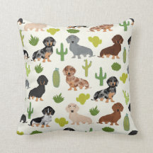 travesseiro decorativo Dachshund cactus design