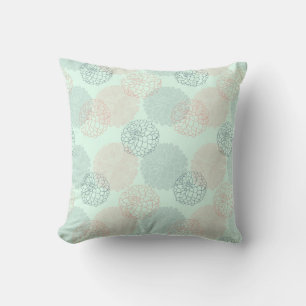 Almofada Travesseiro decorativo Dahlias rosa e azul
