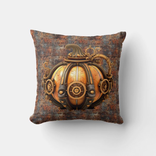 Almofada Travesseiro decorativo de Abóbora Steampunk (Frente)