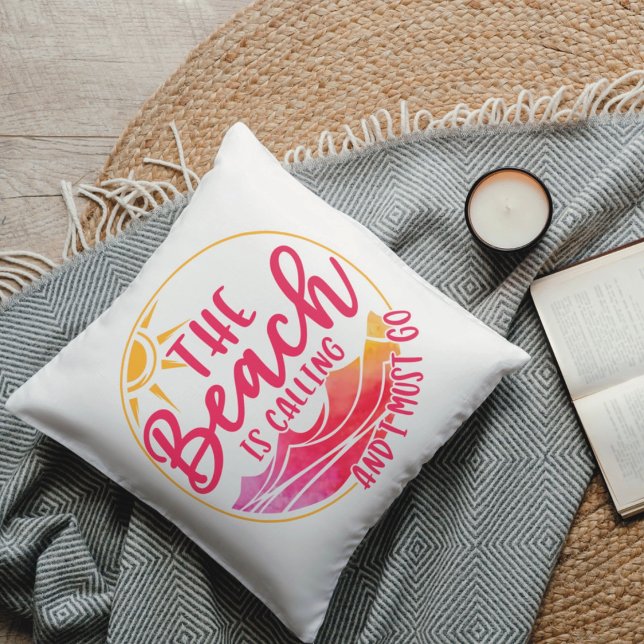 Almofada Travesseiro decorativo de Amor no Oceano Praia (Criador carregado)